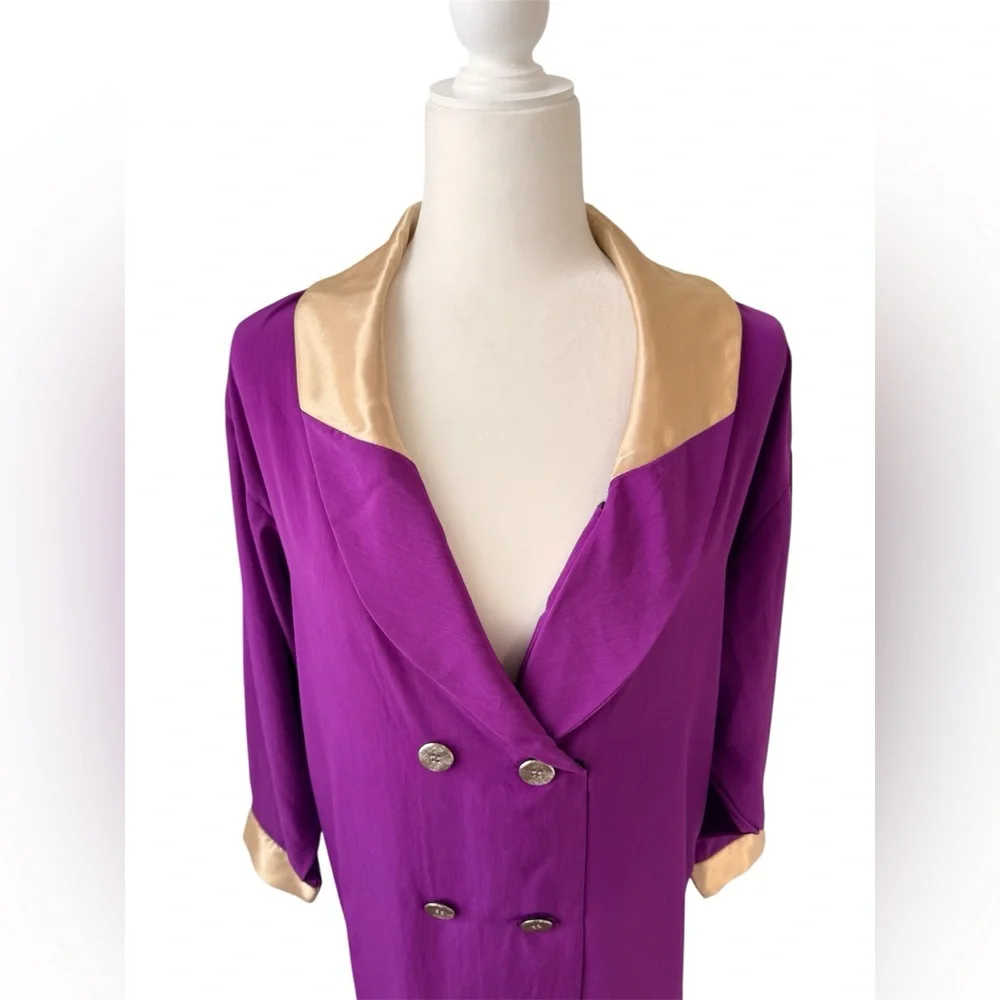 Vintage Miss Dior Purple & Gold Double-Breasted Lightweight Blazer 80s Glam Rare